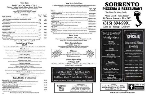 Sorrento-ilion menu - Friendly, attentive service; traditional dishes prepared with care. Specialty: known for their "risotto special" served in a large skillet with mixed seafood and shellfish, lobster, and prawns that is large enough for two or three people. Location: Via Luigi de Maio, 11. Telephone: +39 081 878 1623.